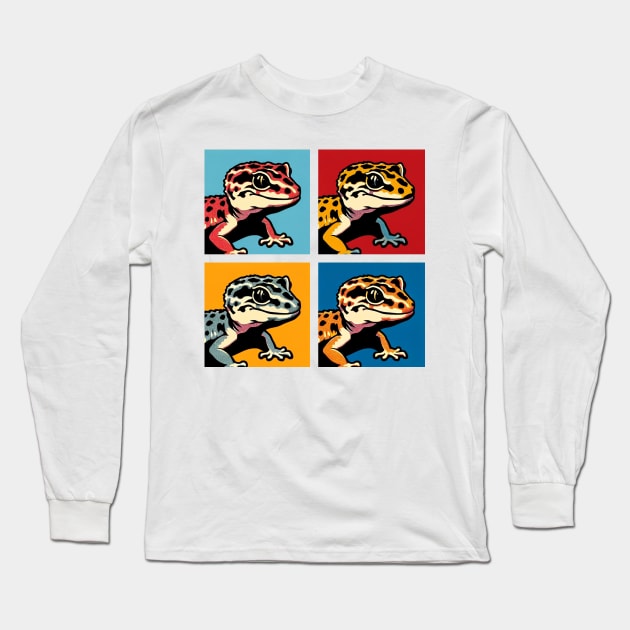 African Fat-Tailed Gecko Pop Art - Cool Lizard Long Sleeve T-Shirt by PawPopArt